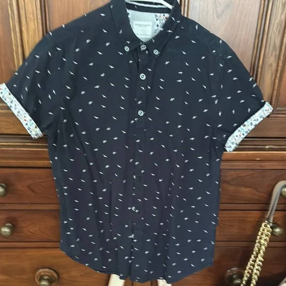 Denim & Flower Navy Blue Men’s Shirt Size Medium - Picture 2 of 4